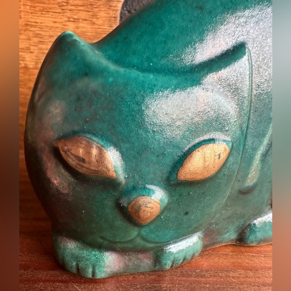Turquoise Ceramic Cat - Picture 4 of 7